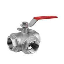 Stainless steel WCB female thread 3 way Three-Way Ball Valve with ISO5211